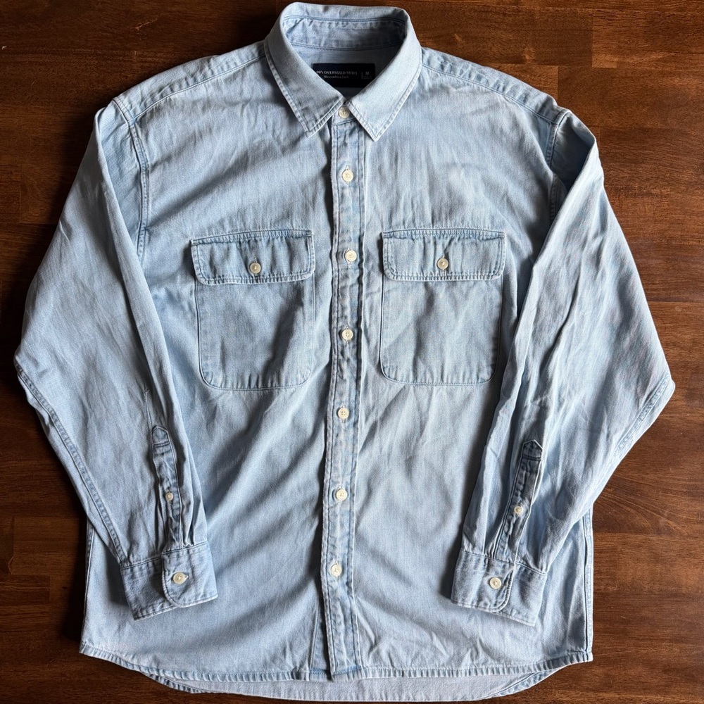 Abercrombie & Fitch 90s Oversized Light Blue Denim Shirt